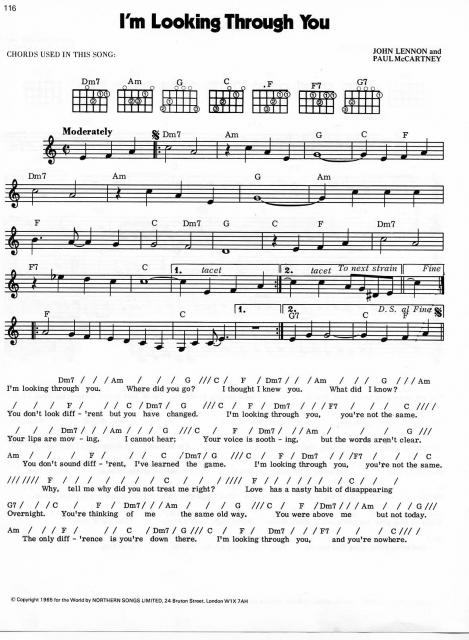 Beatles I M Looking Through You Gitara Noty Skachat Beatles I M Looking Through You Gitara Noty Skachat